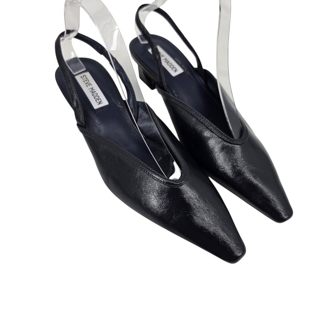 NWOT Steve Madden Navy Blue Haleigh Faux Leather Pointed Toe Slingback Pump Sz 9